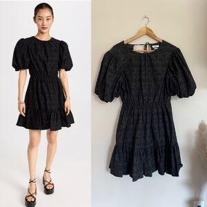 Jason Wu | Black Eyelet Back Cut Out Puff Sleeve Dress